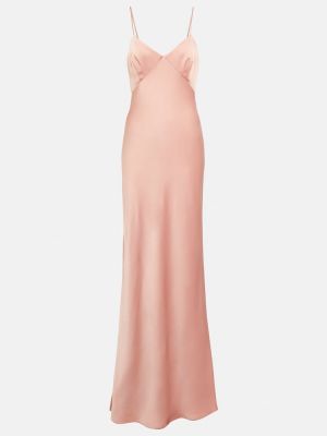 Saténové dlouhé šaty Max Mara ružová