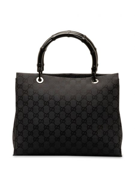 Bambus nylon shopper handtasche Gucci Pre-owned schwarz