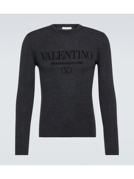 Вълнен пуловер Valentino сиво