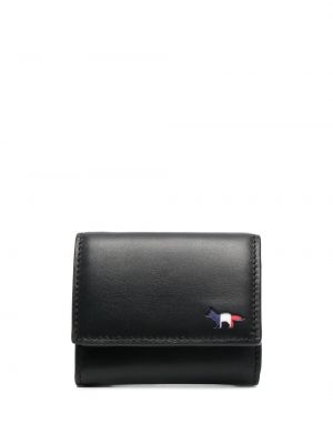 Kožená peňaženka Maison Kitsuné čierna