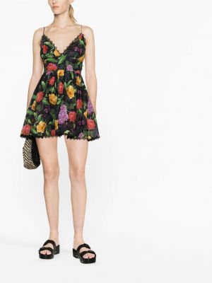 Květinové mini šaty s potiskem Charo Ruiz Ibiza černé