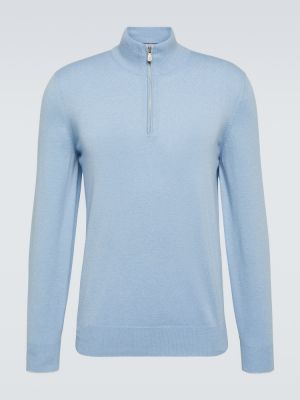 Кашмирен пуловер с цип Brunello Cucinelli синьо