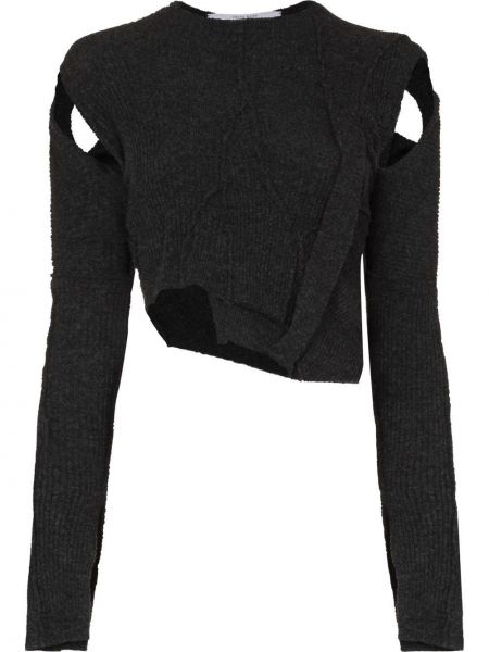 Asymmetrisk strikket crop top Talia Byre grå