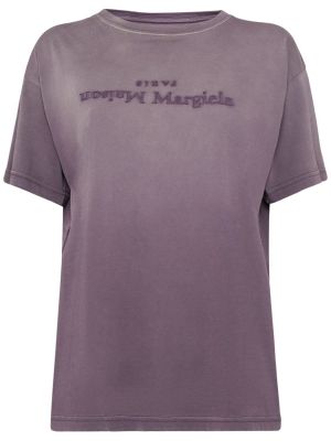 Koszulka bawełniana z dżerseju Maison Margiela fioletowa