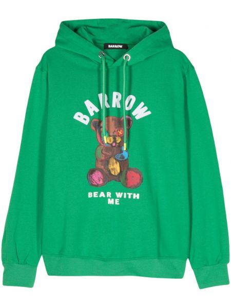 Kokvilnas kapučdžemperis ar apdruku Barrow zaļš