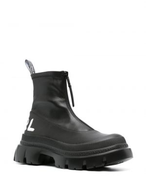 Ankle boots skórzane z nadrukiem Karl Lagerfeld czarne
