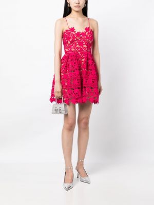 Krajkové koktejlové šaty bez rukávů Self-portrait růžové