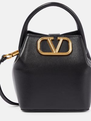 Leder shopper handtasche Valentino Garavani schwarz