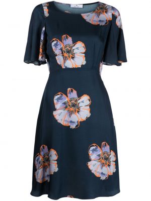 Obleka s cvetličnim vzorcem s potiskom Ps Paul Smith modra