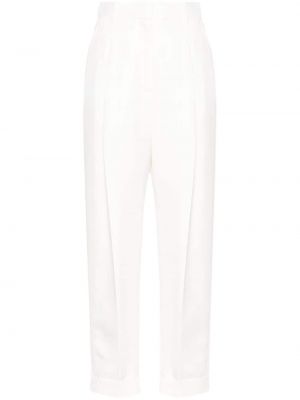 Pantaloni di cotone plissettati Alexander Mcqueen bianco