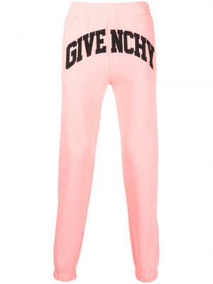 Pantaloni sport cu broderie din bumbac Givenchy roz