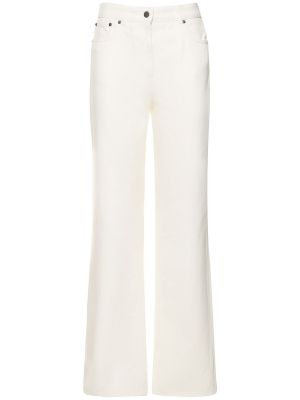 Voľné bavlnené džínsy s vysokým pásom Ferragamo biela