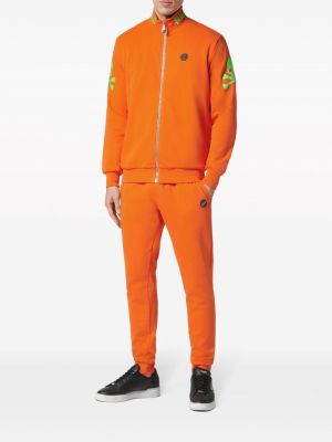 Džemperis ar rāvējslēdzēju ar izšuvumiem Philipp Plein oranžs