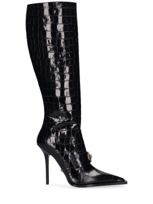 Kožené kotníkové boty Versace černé
