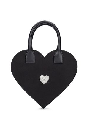 Сатенени чанта със сърца Mach & Mach черно