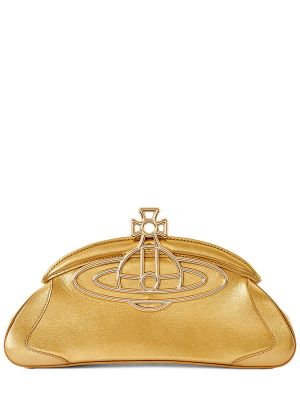 Jantárová kožená listová kabelka Vivienne Westwood zlatá