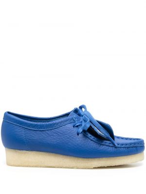 Čipkované kožené šnurovacie loafersy Clarks Originals modrá