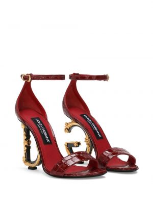 Iš natūralios odos sandalai ant kulniuko Dolce & Gabbana raudona