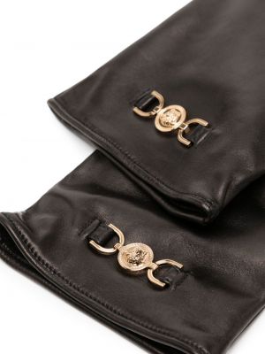 Rękawiczki skórzane Versace brązowe