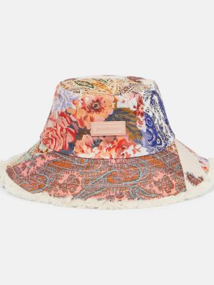 Lniany kapelusz w kwiatki Zimmermann