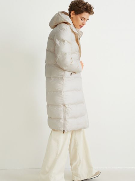 C&A Płaszcz pikowany z kapturem-BIONIC-FINISH®ECO-materiał z recyklingu, Biały, Rozmiar: 38 C&a