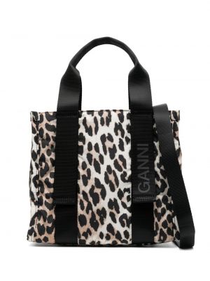 Shopper handtasche mit leopardenmuster Ganni