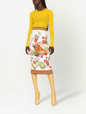 Pletený svetr s kulatým výstřihem Dolce & Gabbana žlutý
