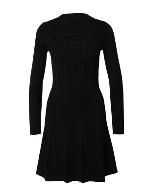 Πλεκτή φόρεμα Hugo μαύρο