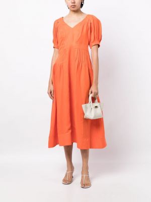 Sukienka midi plisowana Ted Baker pomarańczowa