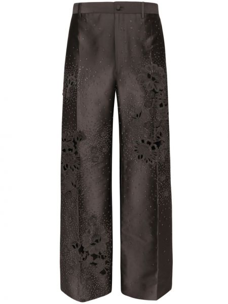 Μεταξωτό παντελόνι Dolce & Gabbana μαύρο