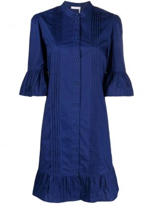 Bavlněné šaty s knoflíky See By Chloe - modrá