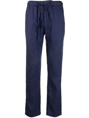 Lniane proste spodnie bawełniane Frescobol Carioca niebieskie