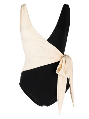Plavky z nylonu bez rukávů s výstřihem do v Lisa Marie Fernandez - bílá