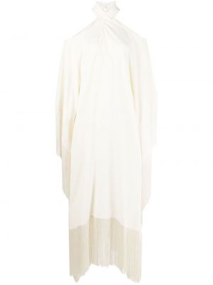 Krepové večerní šaty s třásněmi Taller Marmo bílé