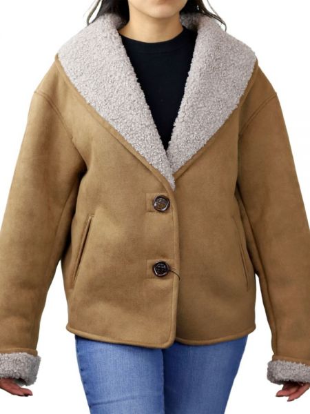 Куртка из овчины с шалевым воротником La Fiorentina коричневая