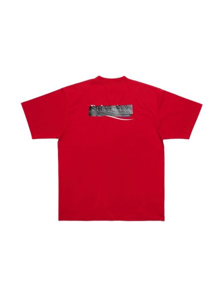 T-shirt en coton à imprimé Balenciaga rouge