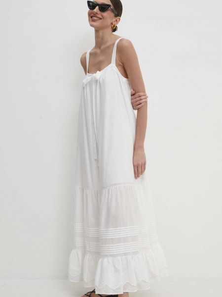 Sukienka długa bawełniana Answear Lab biała