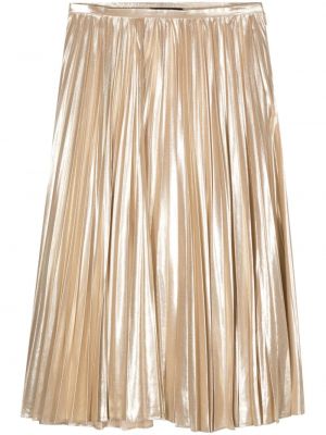 Plisovaná midi sukňa Lauren Ralph Lauren zlatá