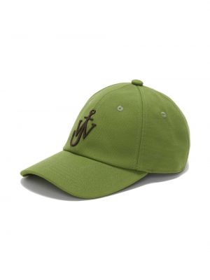 Haftowana czapka z daszkiem bawełniana Jw Anderson zielona