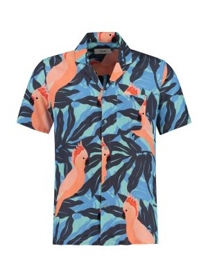 Camicia motivo tropicale Shiwi blu