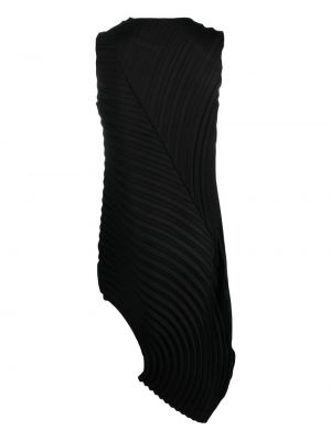 Plisēti asimetriska midi kleita Issey Miyake melns
