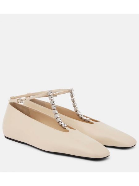 Kristaller läder ballerinas Jil Sander vit