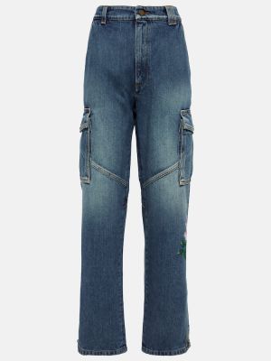 Pailletten straight jeans ausgestellt Alessandra Rich blau
