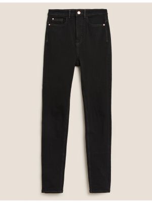 Přiléhavé skinny džíny s vysokým pasem Marks & Spencer černé