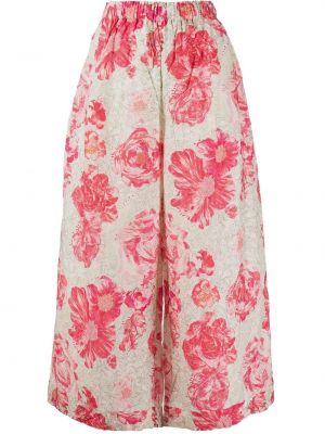 Φλοράλ παντελόνι με σχέδιο σε φαρδιά γραμμή Daniela Gregis ροζ