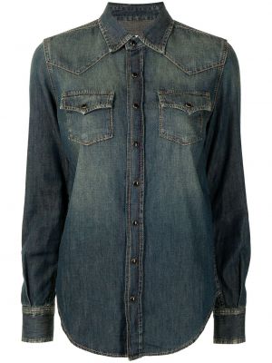 Chemise en jean à boutons Saint Laurent bleu