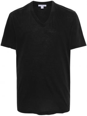T-shirt di cotone con scollo a v James Perse grigio