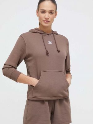 Однотонний бавовняний светр з капюшоном Adidas Originals коричневий