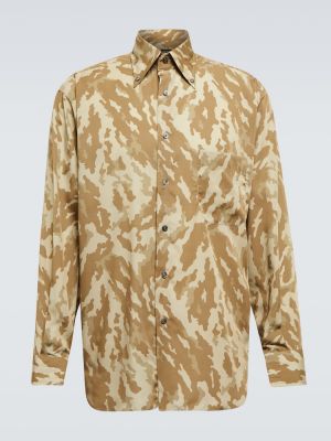 Maskáčový košeľa s potlačou s abstraktným vzorom Tom Ford béžová