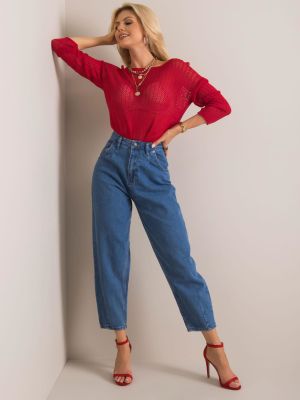 Jeansy z wysoką talią Fashionhunters niebieskie